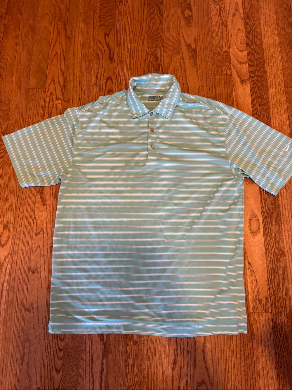 Nike Golf Nike Fit Dry Dri-Fit Polo Shirt Green White Stripe Men's Large